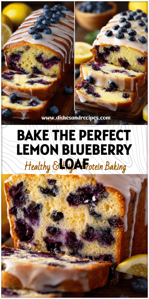 Golden Lemon Blueberry Bread loaf sliced to show juicy blueberries and zesty lemon glaze, a Blueberry Bread Recipe favorite.